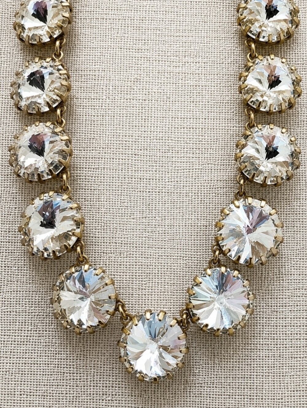 J. Crew Venus Flytrap Fly Trap Claw Prong Rivoli Pointed Stones Clear Necklace